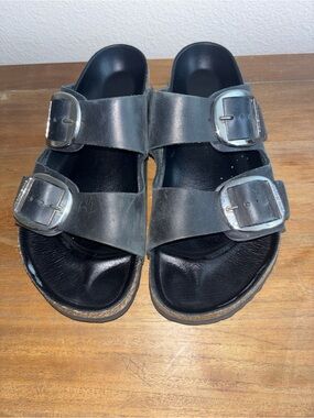 BIRKENSTOCK Arizona Big Buckle Oiled BLACK Leather Women Size 39